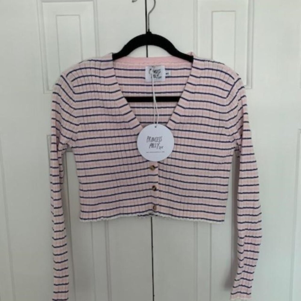 Princess Polly Pink, Blue, White Sweater